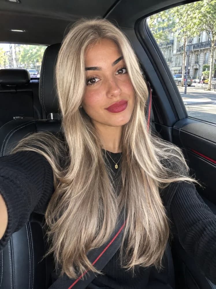 Essai virtuel : cheveux longs blond clair