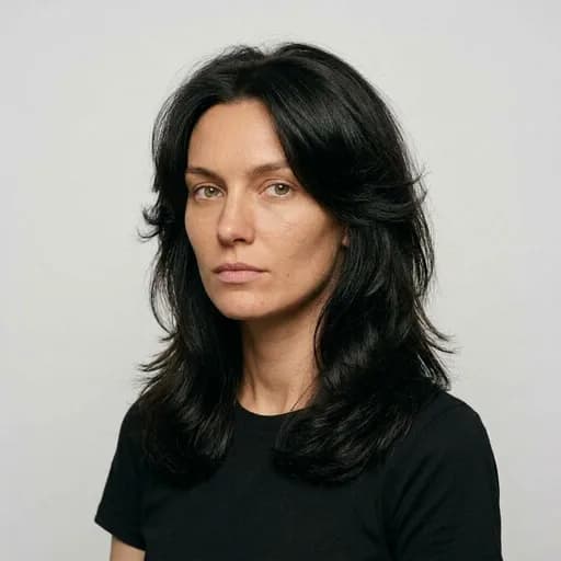 Femme avec la coupe Butterfly haircut : longueurs préservées, dégradé court autour du visage