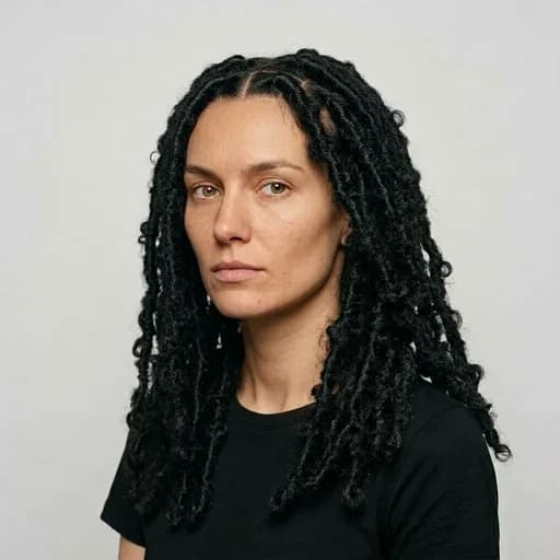 Femme avec la coupe Butterfly locs : locs souples texturées, longueur mi-dos