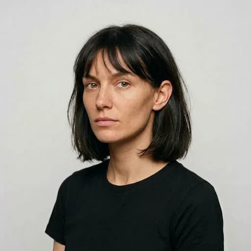 Femme avec la coupe French bob : carré court à hauteur de menton, avec frange
