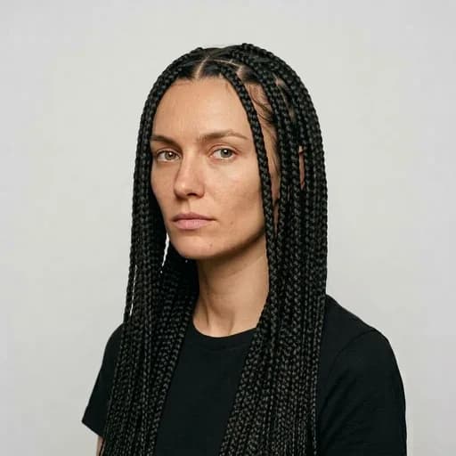 Femme avec la coupe Knotless box braids XXL : tresses knotless très longues