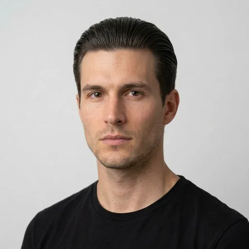 Homme avec la coupe Slick back taper : cheveux plaqués vers l'arrière, côtés fondus