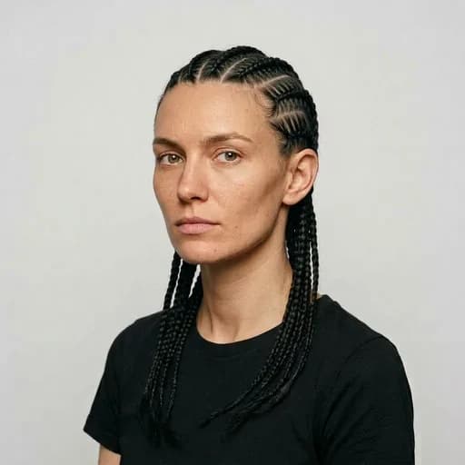 Femme avec la coupe Stitch braids : cornrows all back aux séparations nettes